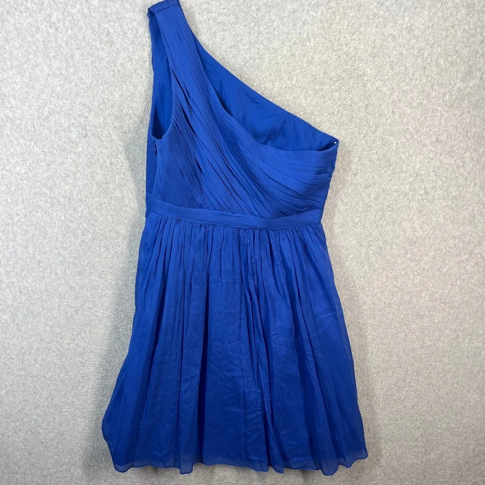 J. Crew Blue Silk Chiffon Pleated Sleeveless Cocktail Dress 42103 Womens 6P - Picture 7 of 8